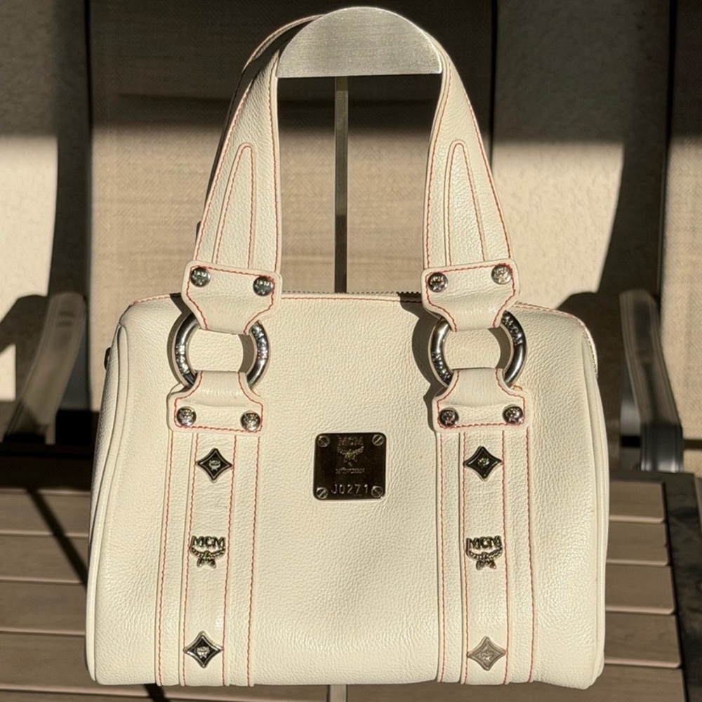 MCM White Mini Boston Bag